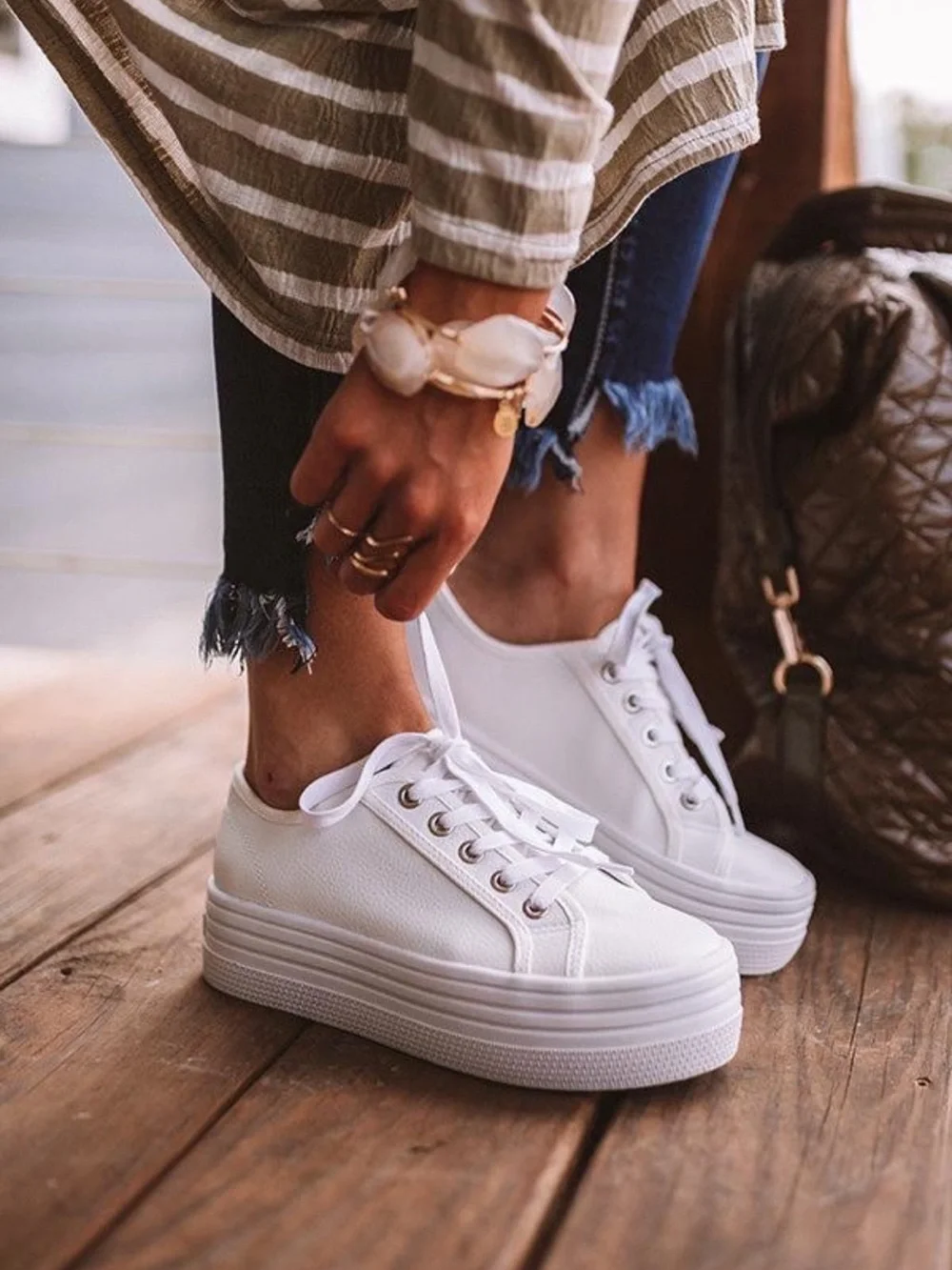 Steve Madden BOBBI30 White Platform Sneakers Women’s Size 8.5